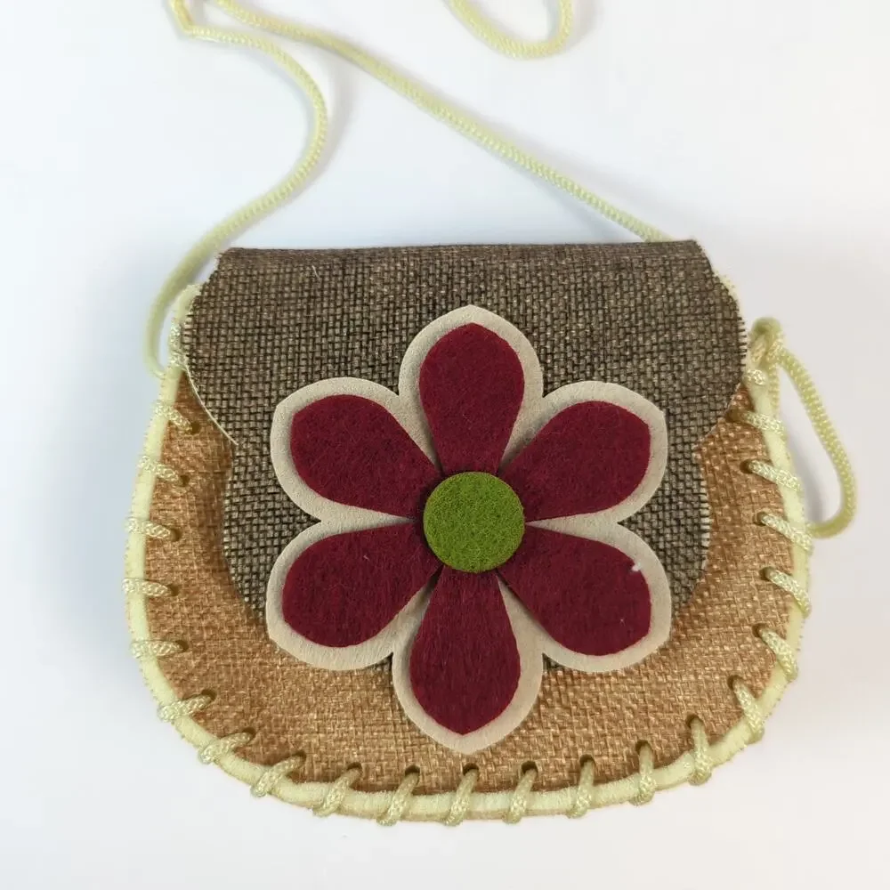 Mini Felt Flower Crossbody Purse Boho Cottagecore Girls Bag
